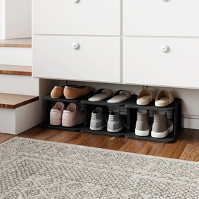 Organizador de sapatos empilhável com 6 níveis em Plastico 27,5 x 24,5 x 76,5 cm, estante estreita vertical, economiza espaço, montagem sem ferramenta