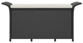 Banco de jardim com almofadão 116x46x57 cm vime PE preto