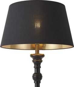 Candeeiro de pé com abajur de 45 cm preto com interior dourado - Classico