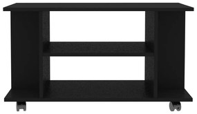 Móvel de TV com rodas 80x40x45 cm deriv.madeira preto