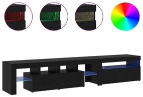 Armários para TV vidaXL 2 pcs com Luzes LED Carvalho Preto Madeira Eng