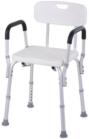 HOMCOM Cadeira para Duche Antiderrapante com Altura Ajustável em 6 Nív