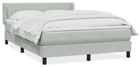 vidaXL Cama com molas/colchão 140x220 cm veludo cinzento-claro