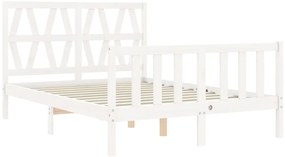 Cama sem colchão 120x200 cm madeira de pinho maciça branco