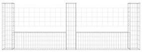 Cesto gabião em forma de U c/ 3 postes 260x20x100 cm ferro