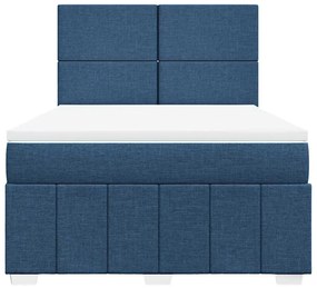 Cama com molas/colchão 140x190 cm tecido azul