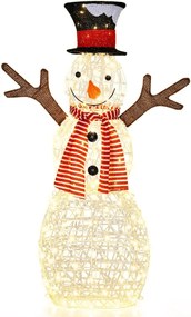 Decoração natalina de boneco de neve iluminado com 80 luzes LED, acessórios para fixação no chão para interiores e exteriores