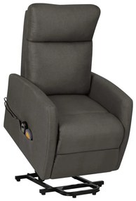 vidaXL Poltrona de massagens elevatória tecido cinzento-escuro