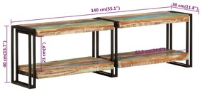 Móvel de TV 140x30x40 cm madeira recuperada maciça