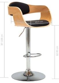 Bancos de bar 2 pcs madeira curvada e couro artificial preto