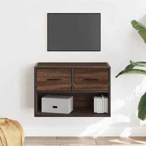 vidaXL Móvel p/ TV 60x31x39,5cm deriv. madeira/metal carvalho castanho
