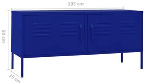 Móvel de TV aço 105x35x50 cm azul-marinho