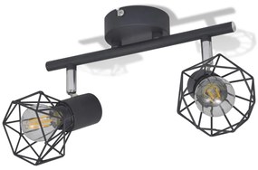 Candeeiro estilo industrial com 2 lâmpadas de filamento LED preto