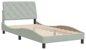Estrutura de cama sem colchão 100x200 cm veludo cinzento-claro