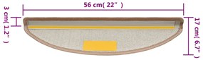 Tapetes de escada 15 pcs 56x17x3 cm castanho claro