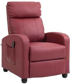 HOMCOM Poltrona de Massagem Reclinável com 2 Zonas de Massagem 8 Programas e 5 Níveis de Intensidade 68x88x98 cm Borgonha | Aosom Portugal