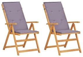 45936 vidaXL Cadeiras jardim reclináveis 2pcs madeira acácia maciça castanho