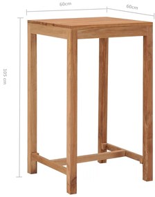 Mesa de bar para jardim 60x60x105 cm madeira de teca maciça