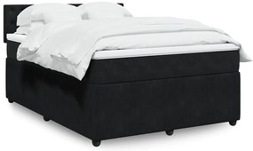 vidaXL Cama com molas/colchão 160x200 cm veludo preto