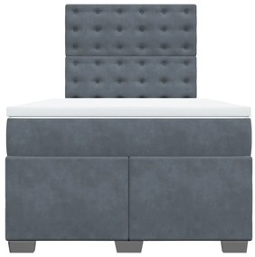 Cama boxspring com colchão 120x190 cm veludo cinzento-escuro