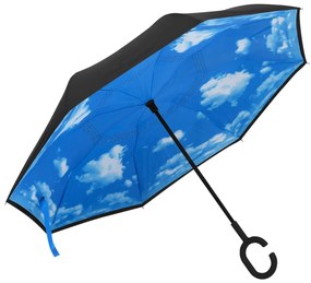 vidaXL Guarda-chuva c/ pega em forma de C 108 cm preto