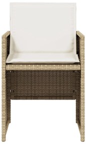 5 pcs conjunto de jantar p/ jardim com almofadões vime PE bege