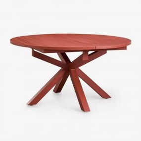 Mesa De Jantar Extensível 145-200x145 Cm Em Alumínio Barces Telha Vermelha - Sklum