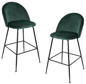 Pack 2 Bancos Vint Veludo Alto - Verde