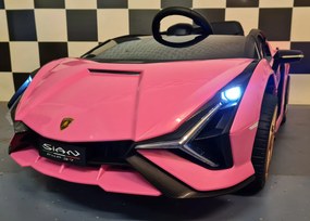 Carro infantil a bateria 12V Lamborghini Sian rosa