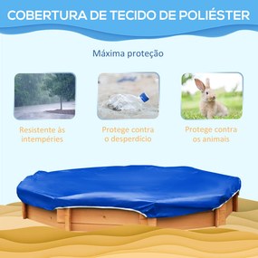 Caixa de Areia de Madeira para Crianças Caixa de Areia Infantil com Cobertura de Poliéster Vermelho e Azul