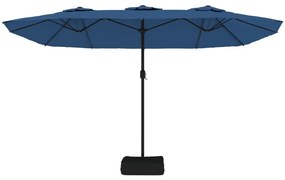 Guarda-sol de jardim com cabeça dupla 449x245 cm azul-ciano