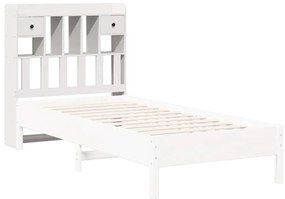 Cabeceira com arrumação 100 cm madeira de pinho maciça branco