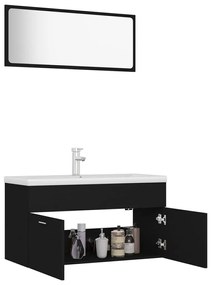 Conjunto de móveis de casa de banho derivados madeira preto