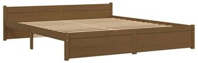 Estrutura de cama 200x200 cm madeira maciça castanho mel