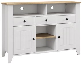 HOMCOM Aparador de Cozinha com 3 Gavetas 2 Armários 2 Prateleiras Abertas e 2 Prateleiras Ajustáveis Moderno 120x38x82 cm Branco | Aosom Portugal