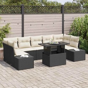 vidaXL Conjunto de Sofás de Jardim com 8 Peças e Almofadas em Rattan Preto