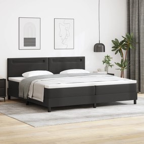 Cama Box vidaXL com Colchão Preto 200x200 cm Couro Sintético