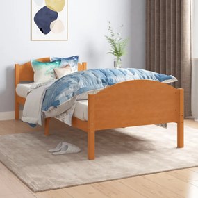 322036 vidaXL Estrutura de cama 90x200 cm pinho maciço castanho mel