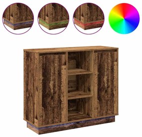 Aparador com LED Madeira Velha 90x32x75 cm Madeira Revestida
