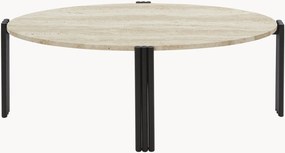 Mesa de centro oval com tampo em travertino Tribus
