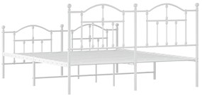 Estrutura de cama com cabeceira e pés 160x200 cm metal branco