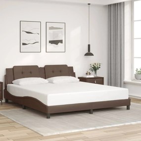 vidaXL Estrutura cama c/ cabeceira 180x200cm couro artificial castanho