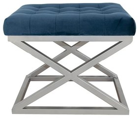 Pouffe Capraz – Navy Blue e Prateado – 50 cm x 42 cm x 40 cm