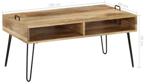 Mesa de centro em madeira de mangueira maciça 100x60x45 cm