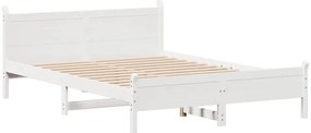 Cama sem colchão 120x200 cm madeira de pinho maciça branco