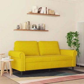 Sofá de 2 lugares veludo 140 cm amarelo