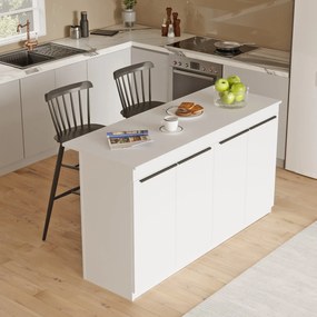 Ilha de Cozinha "Orren" - 160x90x60 cm - Branco - Design Moderno