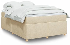 vidaXL Cama com molas/colchão 140x190 cm tecido cor creme