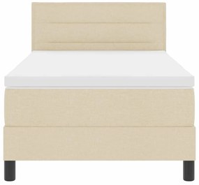 Cama com Molas com Colchão Bege 90x200 cm Tecido