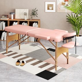 Marquesa de Massagem Dobrável Marquesa com Altura Ajustável Desenho Ergonómico 185x60x64-88 cm Rosa